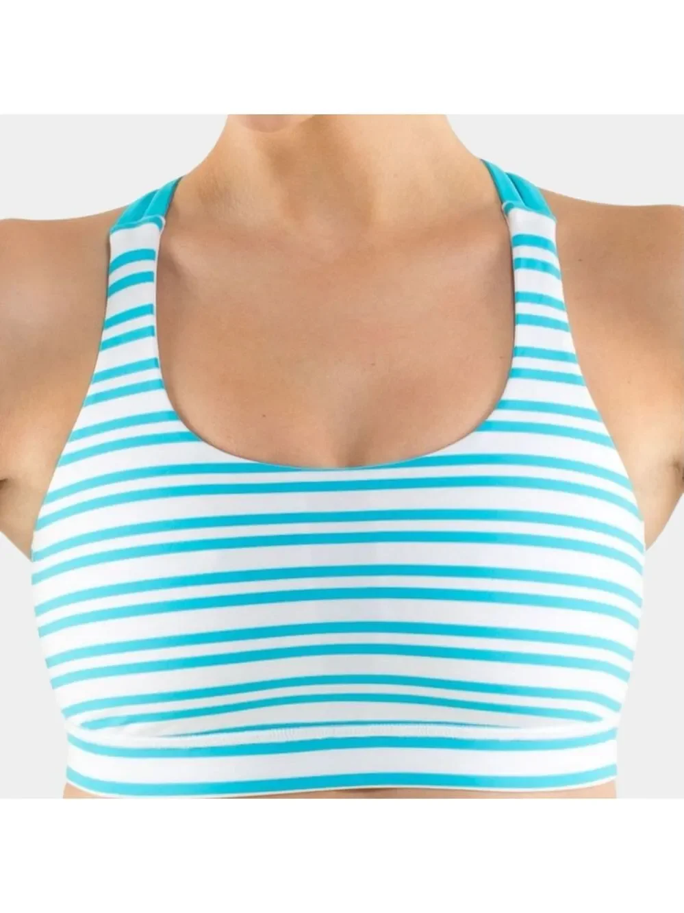 LULULEMON Energy Bra Twin Stripe Spry Blue Sports Bra, Athletic Bra, Sz 6 - Picture 1 of 13